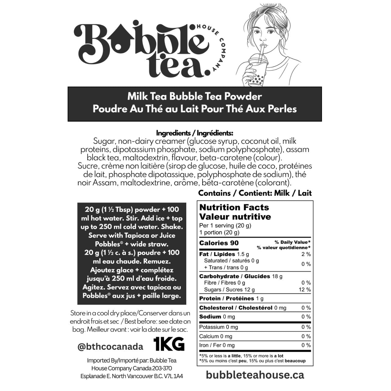 Bubble Tea House Co. Milk Tea Bubble Tea Powder 1kg – Classic Bubble Tea Party Favourite
