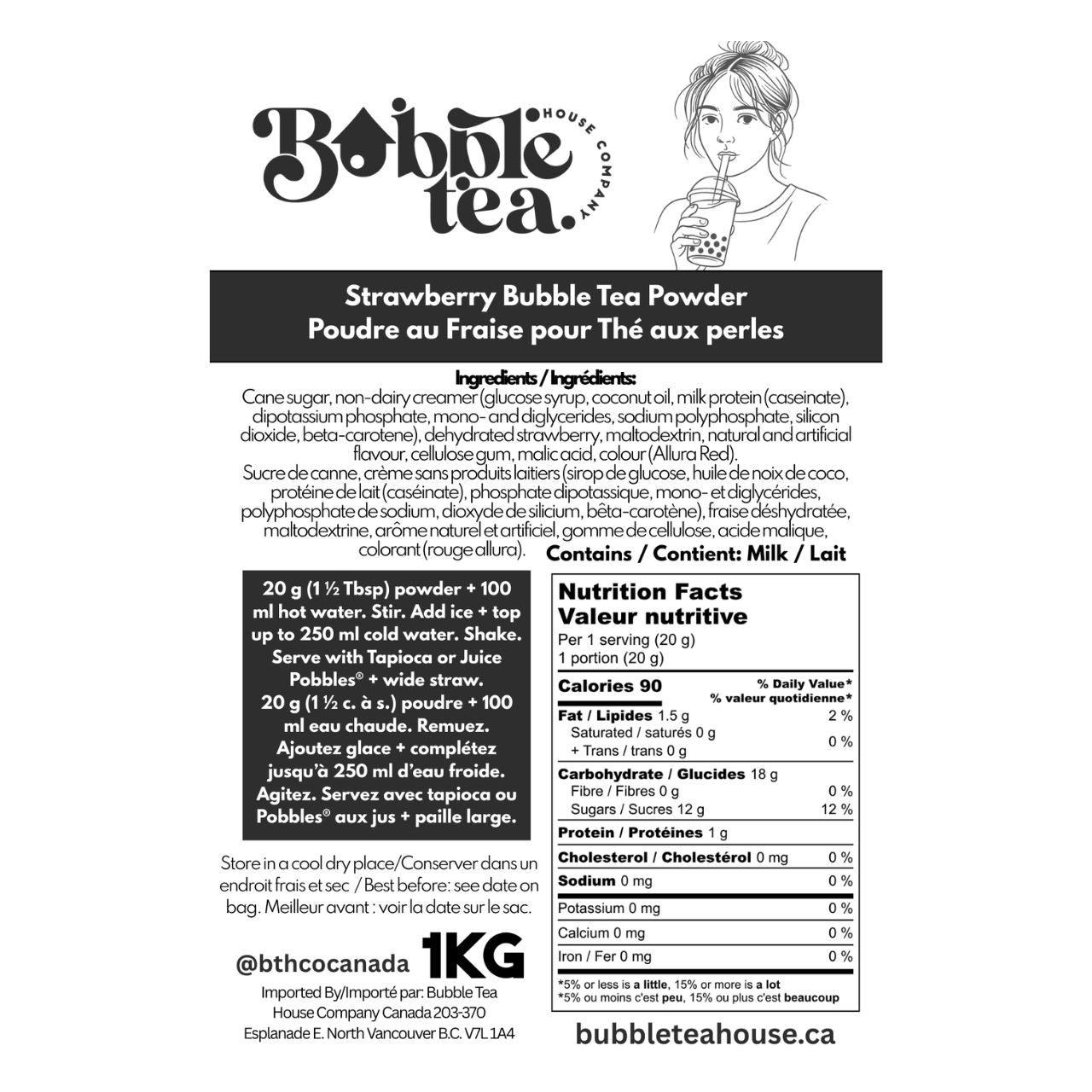 BTHCo Strawberry Bubble Tea Powder