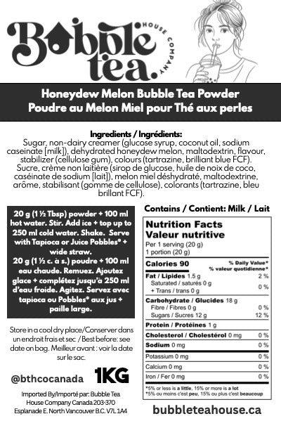 Bubble Tea House Co. Honeydew Bubble Tea Powder 1kg – Classic Green Bubble Tea Favourite