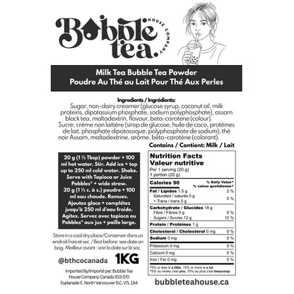 Bubble Tea House Co. Milk Tea Bubble Tea Powder 1kg – Classic Bubble Tea Party Favourite