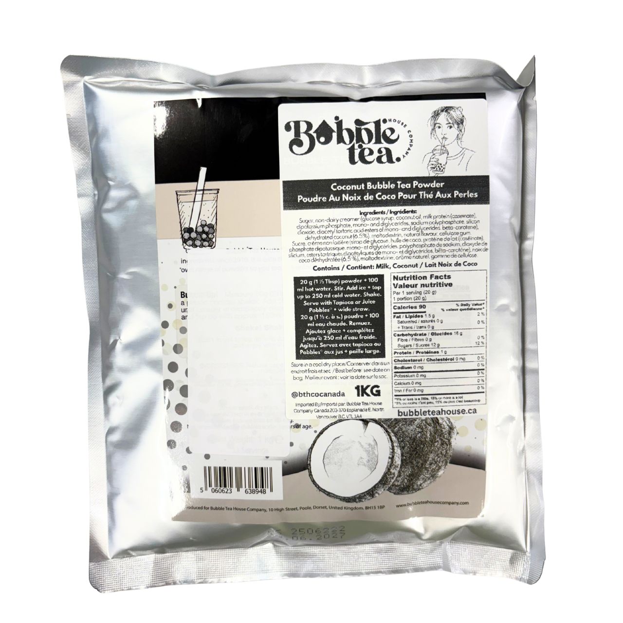 Bubble Tea House Co. Coconut Bubble Tea Powder 1kg – Tropical Party Favourite