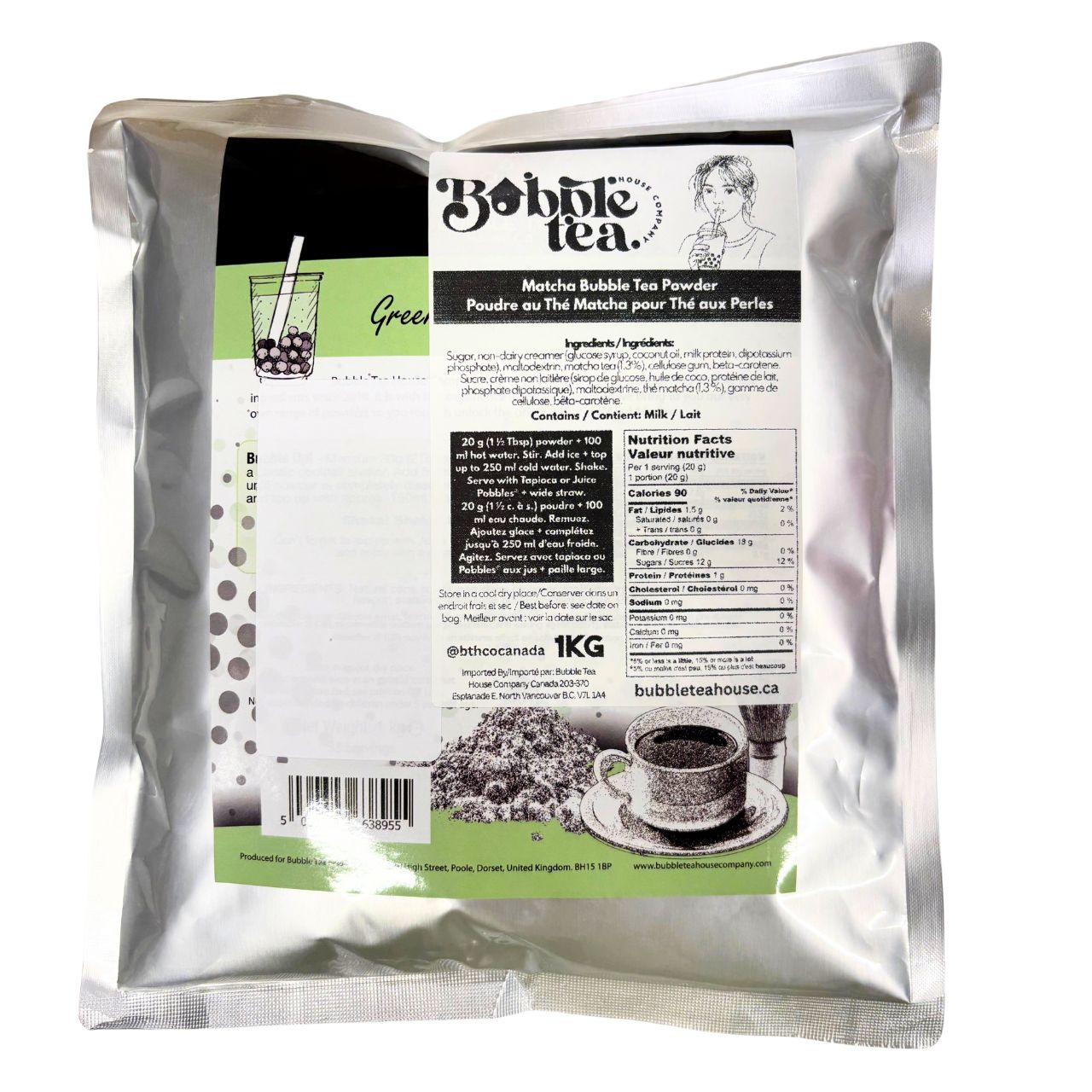 Bubble Tea House Co. Matcha Bubble Tea Powder 1kg – Café-Style Green Tea Party Favourite