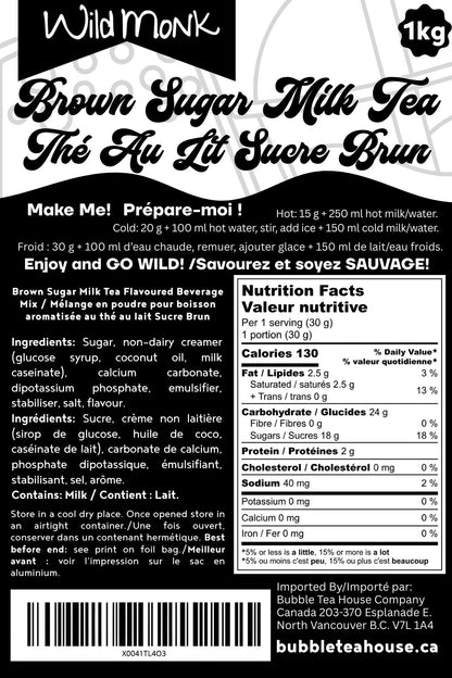 Wild Monk Brown Sugar Milk Tea Powder 1kg – Bold Café-Style Indulgence